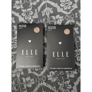 Elle Sheer Nude  Pantyhose Hosiery Women One Size Lot Of 2